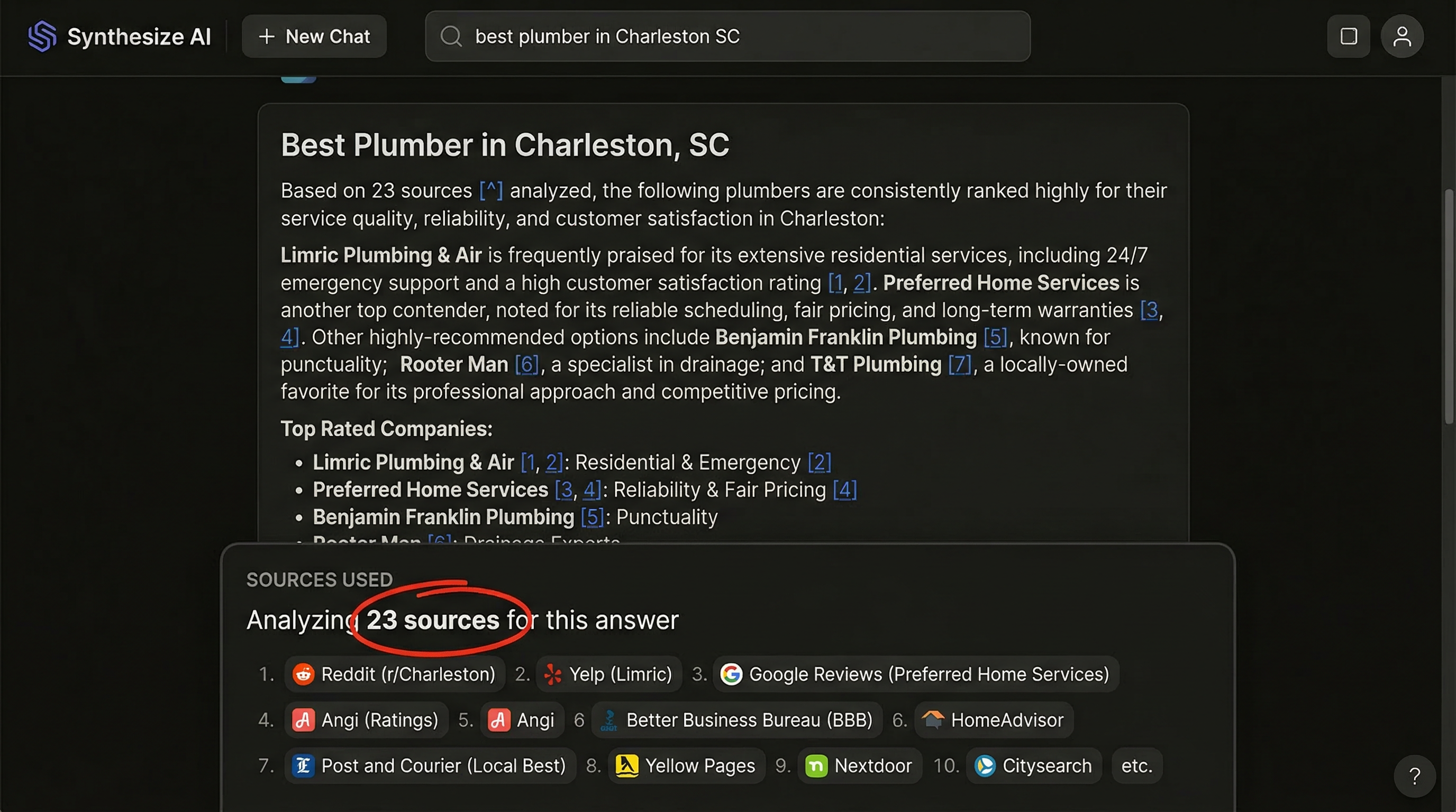 AI search analyzing multiple sources
